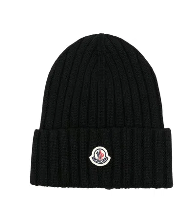 Moncler Black Logo Beanie Cap