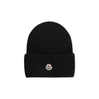 Moncler Black Logo Beanie Hat