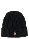 Moncler Grenoble Logo Patch Knitted Beanie In Black