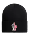 Moncler Black Logo Beanie Hat In Black