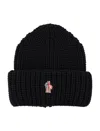 Moncler Grenoble Ribbed Beanie With Logo In Black