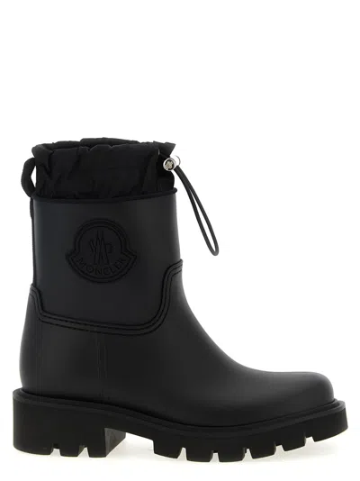 Moncler Drawstring Embosssed-logo Rain Boots In Black