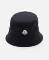 Moncler Black Logo Bucket Hat In Black