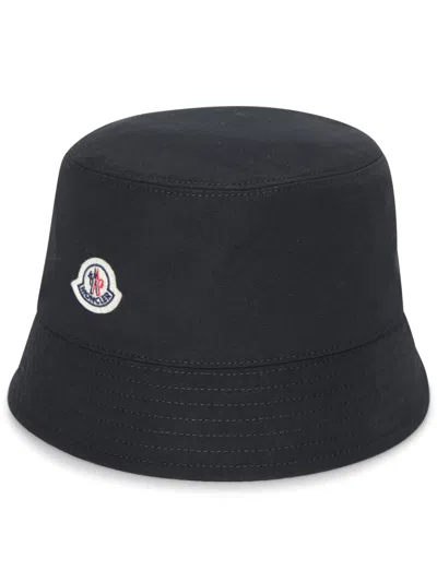 Moncler Cotton Lining Stitched Brim Hat In Black