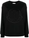Moncler Rhinestone-embellished Logo Sweatshirt In Black