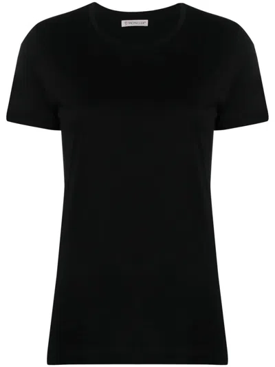 Moncler Cotton Ribbed Crewneck Short-sleeve T-shirt In Black