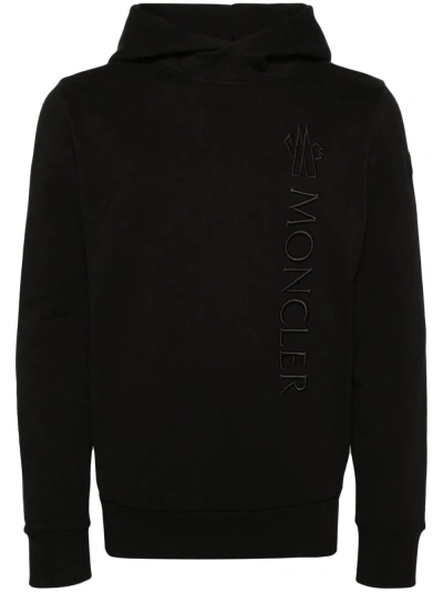 Moncler Black Logo-embroidered Cotton Hoodie