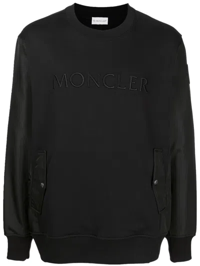 Moncler Black Logo-embroidered Cotton Sweatshirt