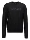 Moncler Knit Logo Sweater Intarsia In Black