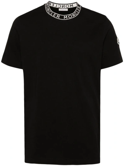 Moncler Black Logo-jacquard Cotton T-shirt