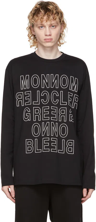 Moncler Black Logo Long Sleeve T-shirt In 999 Black
