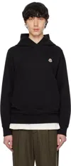 Moncler Embroidered Logo Cotton Hoodie In 999 - Black