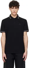 Moncler Polo En Coton À Empiècement Logo In 999 - Black