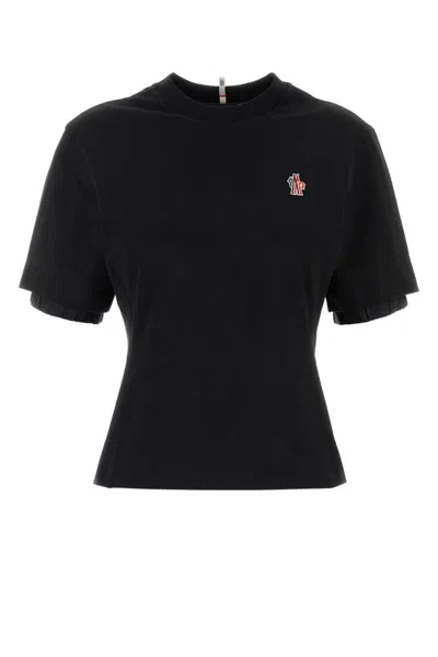 MONCLER BLACK LOGO-PATCH COTTON T-SHIRT