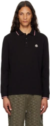 Moncler Long Sleeve Polo Shirt In 999 - Black