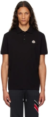 Moncler Logo Patch Cotton Piquet Polo Shirt In 999 - Black