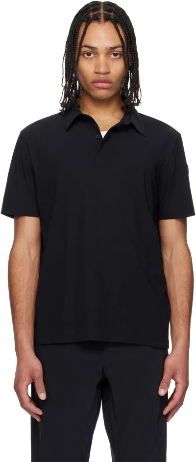 Moncler Black Logo Patch Polo In 999