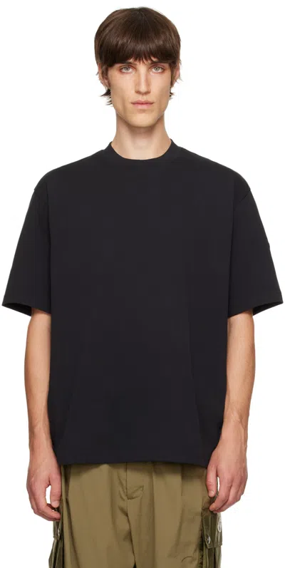 Moncler Black Logo Patch T-shirt In 786 - Dark Blue