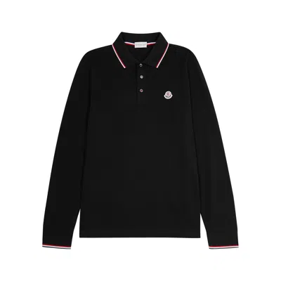 Moncler Black Logo Piqué Cotton Polo Shirt