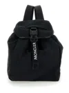 Moncler Trick Black Backpack With Logo Print In Nylon Woman In Black
