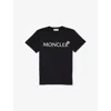 Moncler Cotton Jersey T-shirt With Logo Print Kids In Black