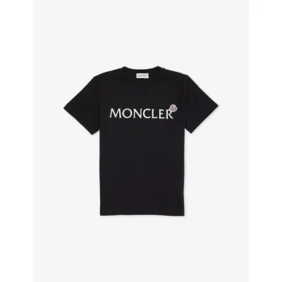 Moncler Kids' Black Logo-print Cotton T-shirt&nbsp; 4-10