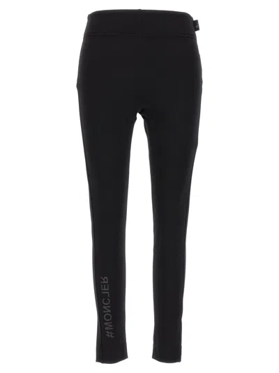 MONCLER BLACK LEGGINGS WITH TEXTURED LOGO