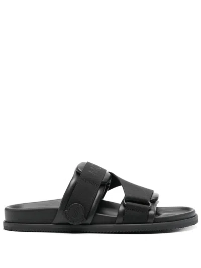 MONCLER BLACK LOGO SANDALS