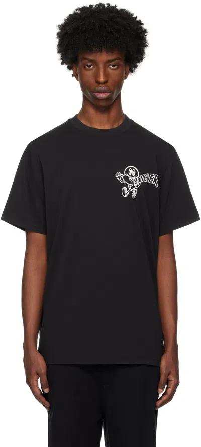 Moncler Black Logo T-shirt In 998 - Black Gray