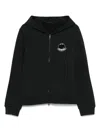 Moncler Hooded Long Sleeve Ribbed Cuffs Cardigan In Black