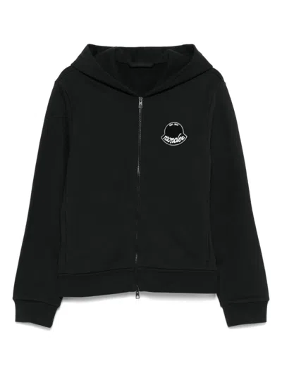 MONCLER BLACK LOGO ZIP-UP HOODIE