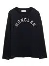 Moncler Black Long-sleeve T-shirt With Logo Lettering Patch In Polyamide Girl In Black