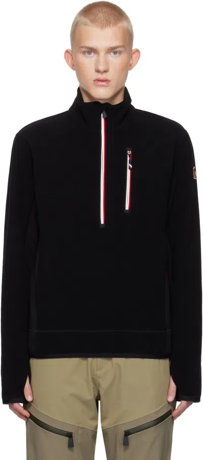 Moncler Black Maglia Lupetto Con Zip Jacket In 999 - Black