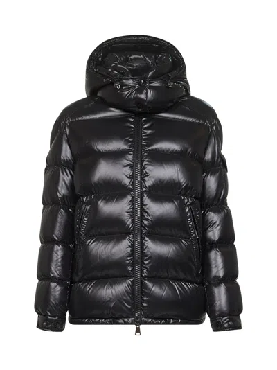 Moncler Women Black Maire Hooded Short Down Jacket In Yellow