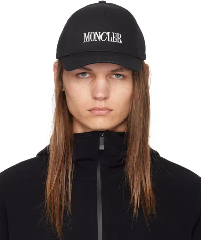 Moncler Black Mb Baseball Cap In 786 - Dark Blue