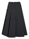 Moncler Flowing Black Maxi Skirt With Belted Waist In Black