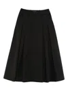 Moncler Black Midi Skirt With Pleated Design  In Black