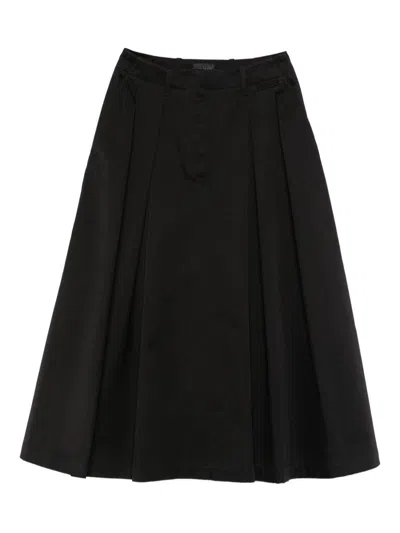 Moncler Black Midi Skirt With Pleated Design
