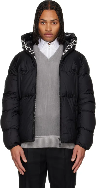 Moncler Black Montcla Hooded Short Down Jacket In Blue