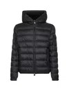 Moncler Hooded Down Jacket Featuring Elastic Cuffs In Black