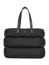 Moncler Padded Tote Bag Adjustable Shoulder Strap In Black