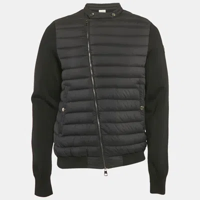 Pre-owned Moncler Black Nylon And Cotton Knit Maglia Tricot Cardigan Jacket L
