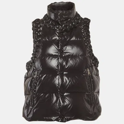 Pre-owned Moncler Black Nylon Down Agate Gilet S
