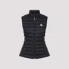 Moncler Quilted Black Vest With High Collar And Fitted Silhouette In Black