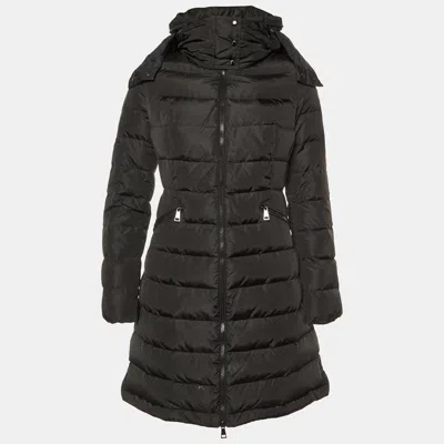 Pre-owned Moncler Black Nylon Flamette Quilted Coat Xs