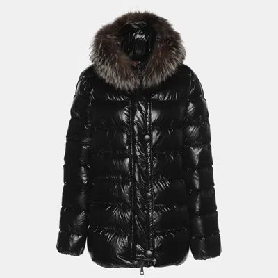 Pre-owned Moncler Black Nylon Fox Fur Trimmed Hood Down Jacket Xxl