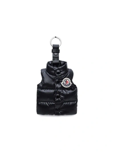 Moncler Black Nylon Keyring