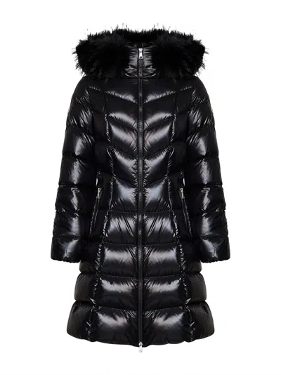 Moncler Black Nylon Laqué Fulmarusse Hooded Midi Puffer Coat
