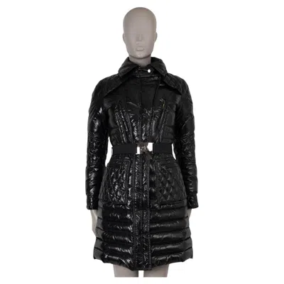 Pre-owned Moncler Black Nylon Mail Belted Puffer Coat Jacket 0 Xs