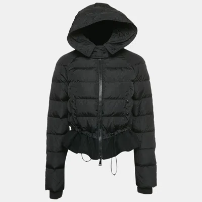 Pre-owned Moncler Black Nylon Puffer Down Hooded Jacket S